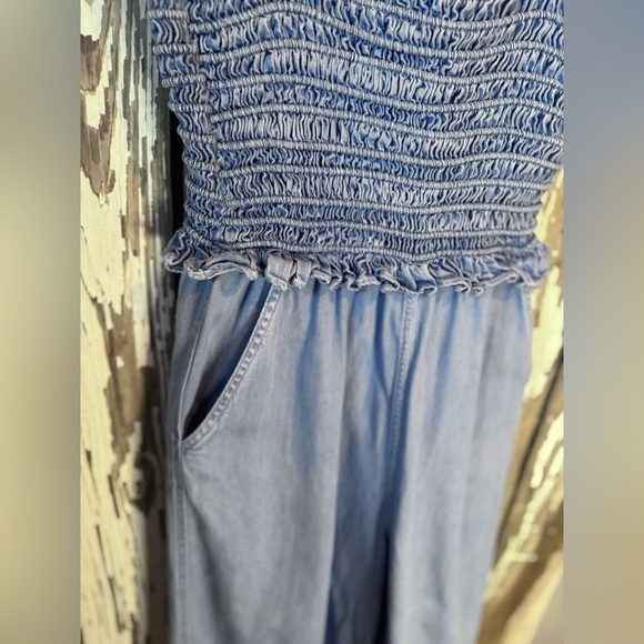 Sea New York Dakota Smocked Blue Denim Jumpsuit Size 2 See Description - Picture 5 of 12